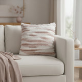 Striped Plush Pink & White Cushion Cover