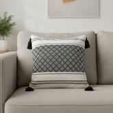 Black Diamond Tassel Cushion Cover