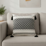 Black Diamond Tassel Cushion Cover