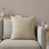 White Quilted 3D Geometric Cushion Cover