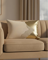 White & Golden Abstract Cushion Cover