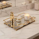 Premium Gold Metal Mirrored Organizer Tray