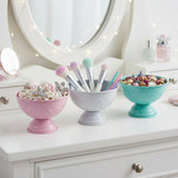 Set of 3 Decorative Metal Bowls – White, Turquoise & Pink