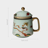 Mint Green Porcelain Tea Mug with Infuser & Lid – Deer Design