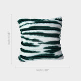 Striped Plush Green & White Cushion Cover