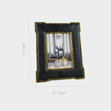 Black Textured Wooden Photo Frame with Gold Border