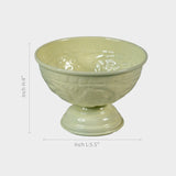 Creamy Yellow Metal Decorative Pedestal Bowl