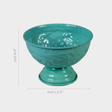 Turquoise Metal Decorative Pedestal Bowl