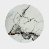 Round Marble Top Coffee Table with Textured Metal Base