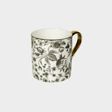 Black Floral Porcelain Mug.