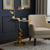 Black Marble Top Coffee Table with Gold Base