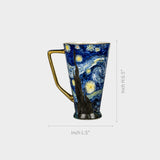 Blue Art Porcelain Mug with Golden Handle.