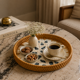 Blue Petal Mother of Pearl Round Tray