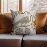 Cream Peacock Design Cushion Cover