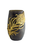 Wooden Vase with Gold Botanical Detailing
