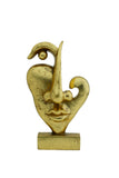 Golden Surrealist Face Sculpture