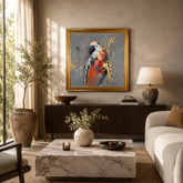 Golden Parrot Abstract Canvas Wall Art