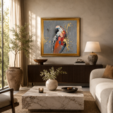 Golden Parrot Abstract Canvas Wall Art