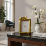 Gold-Finish Floral Resin Photo Frame