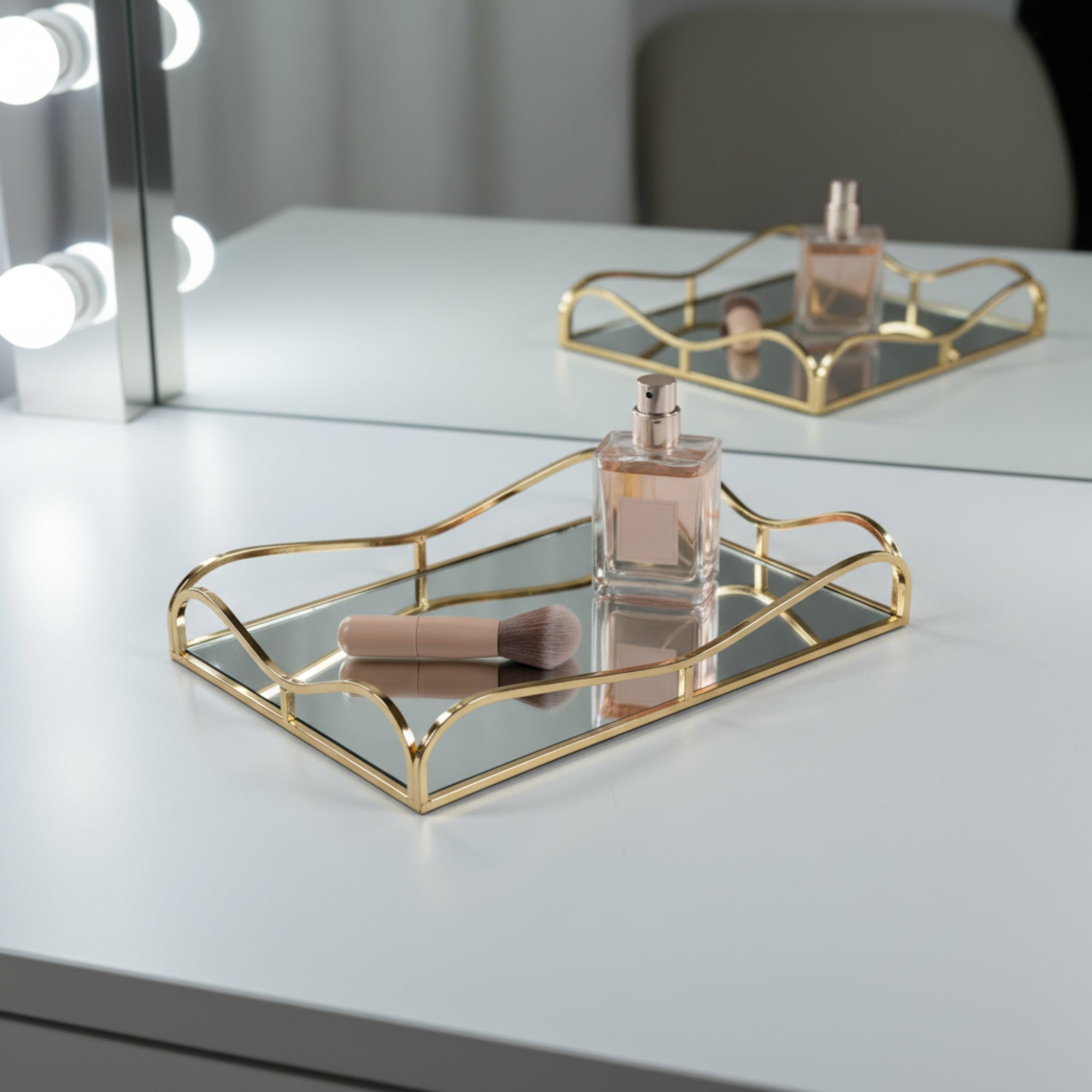 Gold Mirror Vanity Tray