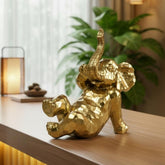 Golden Relaxing Elephant Artifact