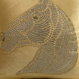 Goldern Horse Head Embroidered Cushion.