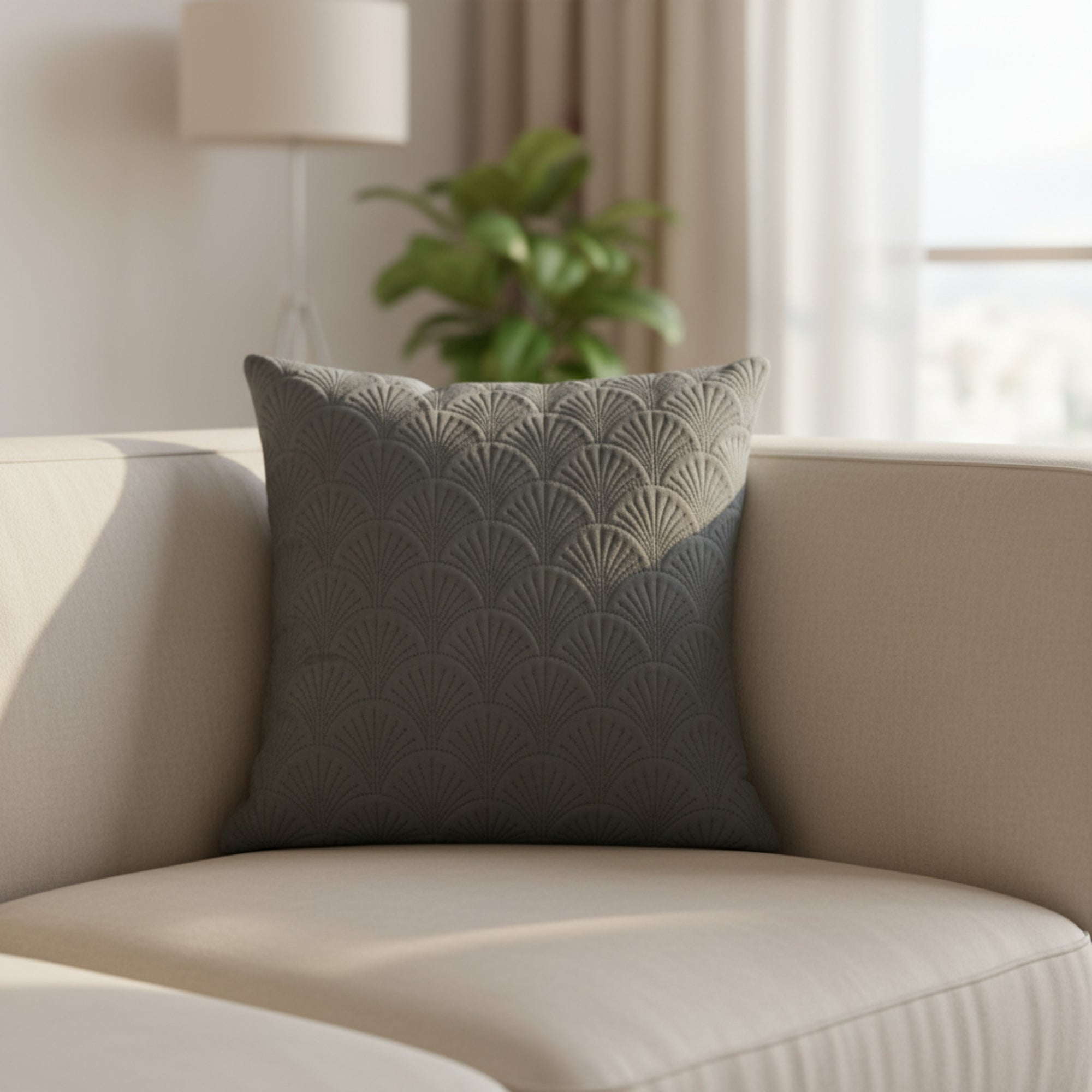 Gray Textured Cushion Cover