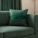 Green Cushion Cover with Corner Embroidery & Sequin Detailing