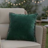 Green Cushion Cover with Embroidered Border