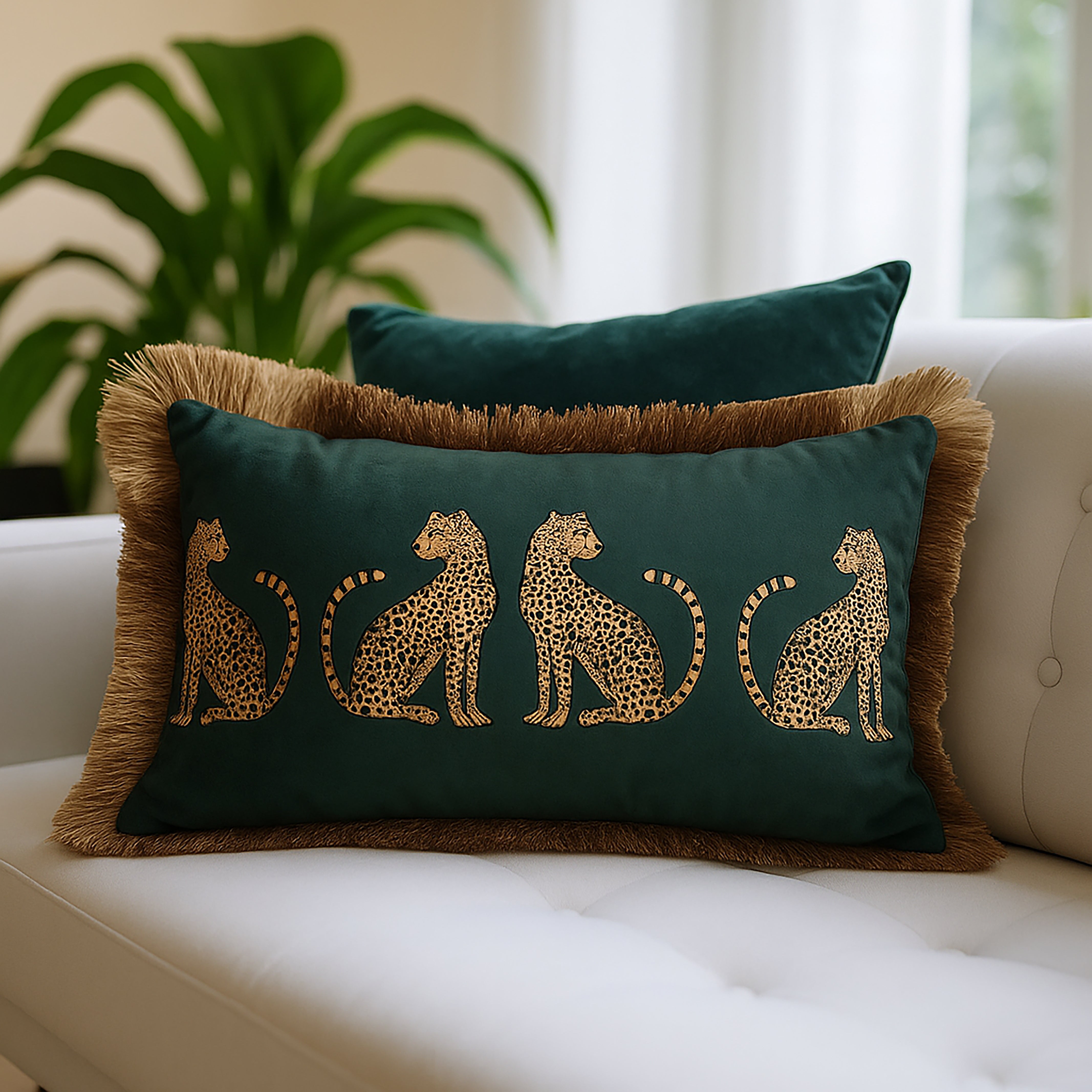 Green Leopard Cushion Cover