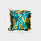 Jungle Designer Cushion with Golden Fringe