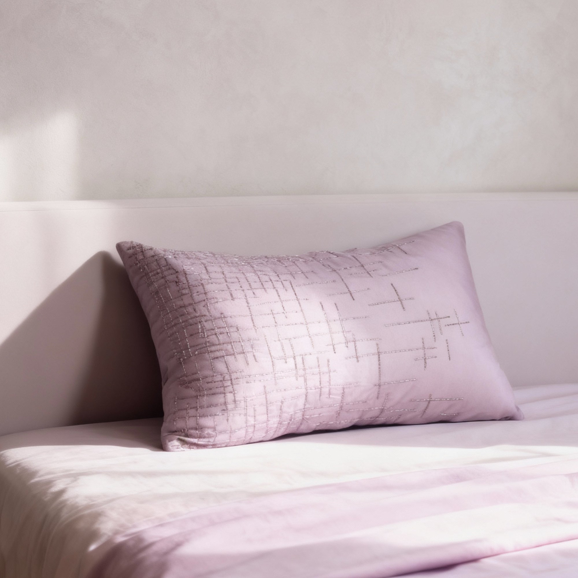 Lavender Cushion Cover with Subtle Embroidered Detailing
