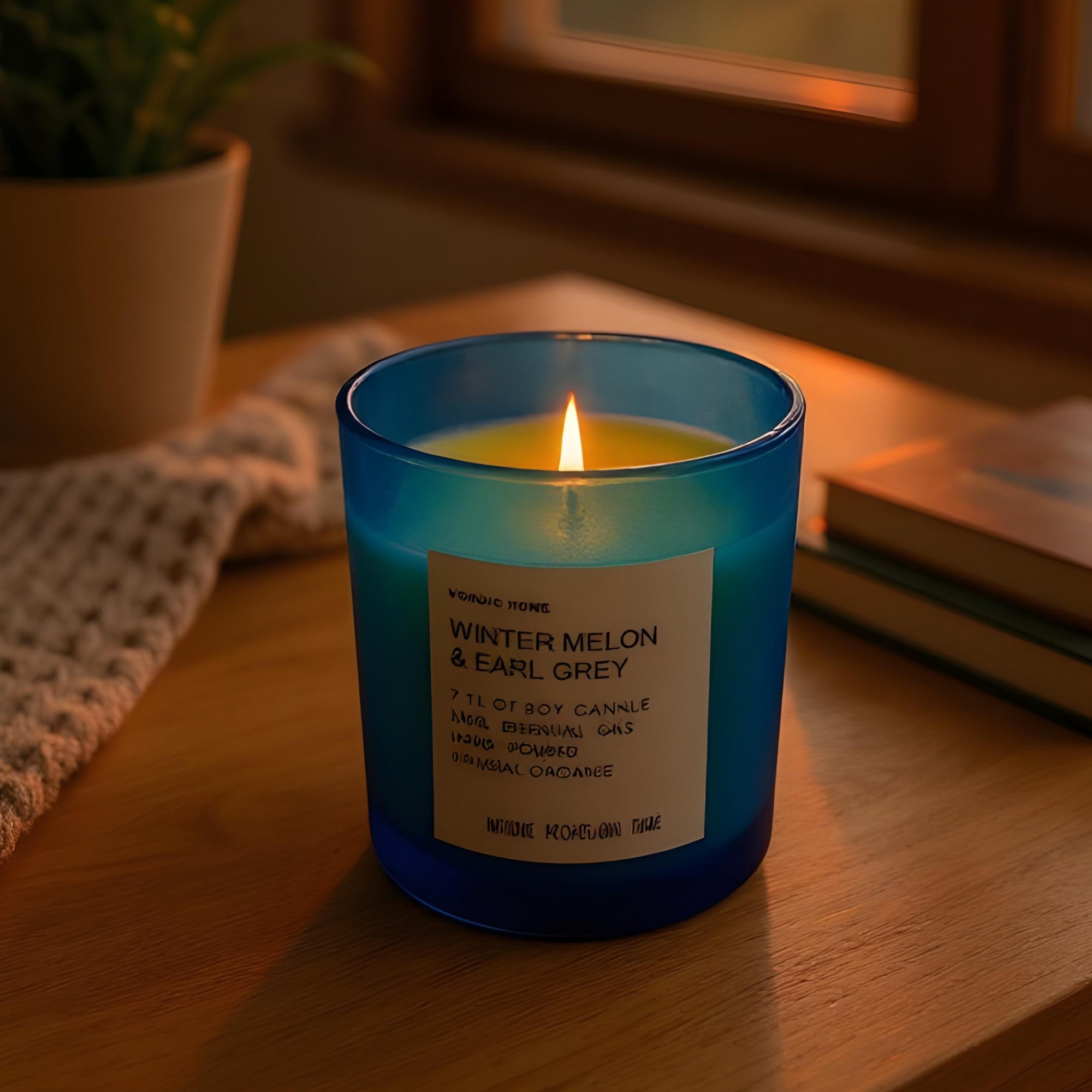 Luxury Aroma Candle in Blue Frosted Jar