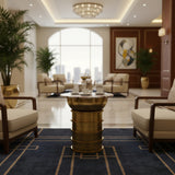 Marble Top Coffee Table with Metal Base