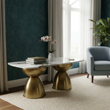 Marble Top Coffee Table with Metal Base