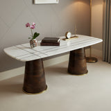 Marble Top Coffee Table with Wooden Base