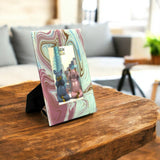 Marbled-Look Glass Photo Frame.