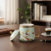Mint Green Porcelain Tea Mug with Infuser & Lid – Fox Design