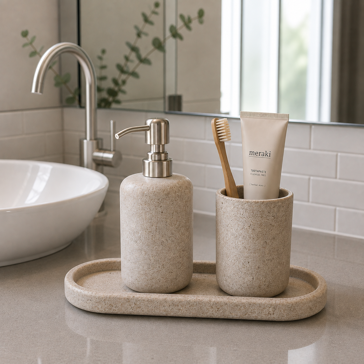 Mint Stone Bathroom Accessories Set