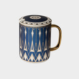 Navy Blue Lotus Porcelain Mug