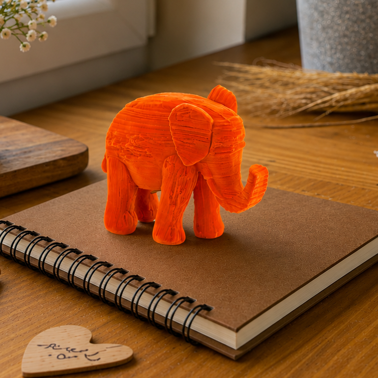 Orange Elephant Sculpture