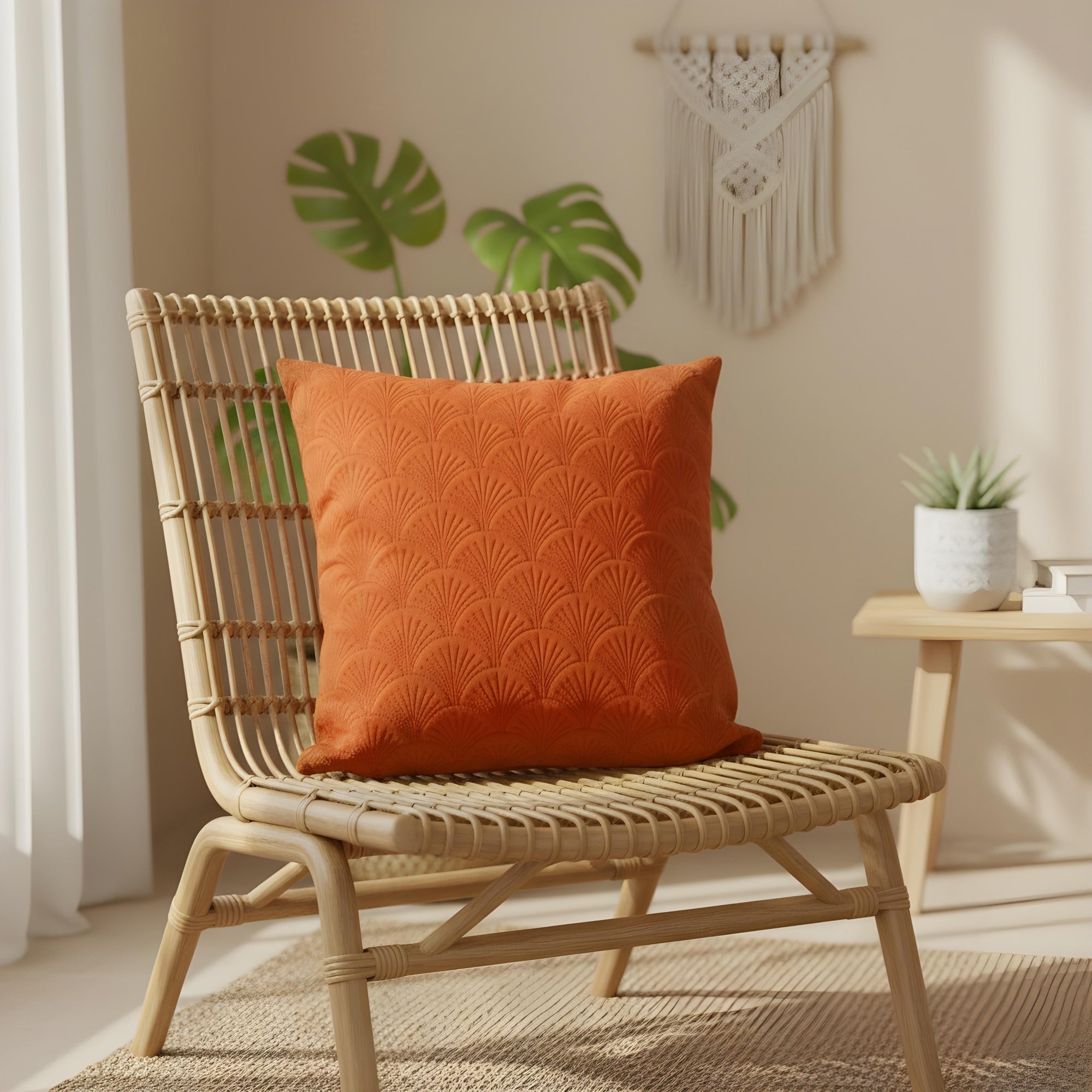 Orange Textured Cushion Cover
