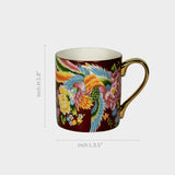 Porcelain Mug with Phoenix Artwork & Gold Handle.