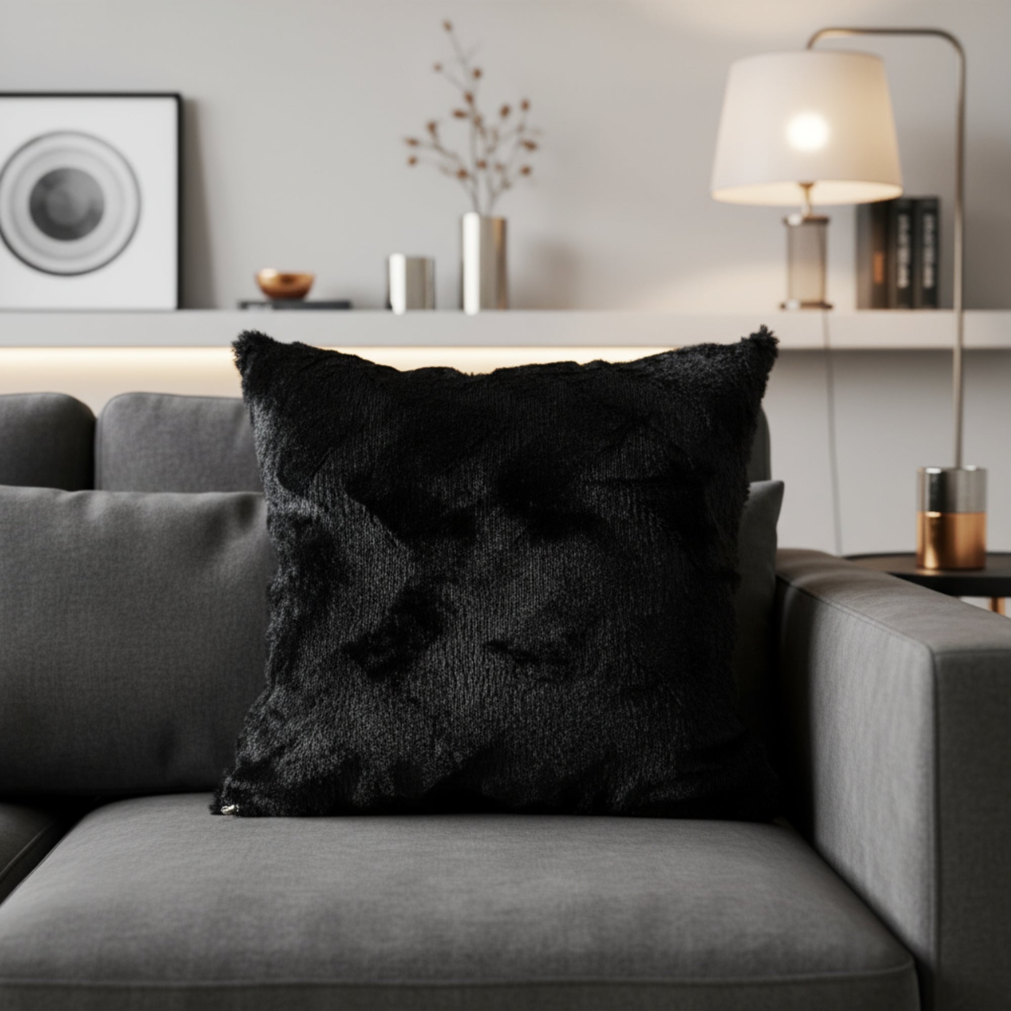 Premium Black Zigzag Textured Cushion Cover