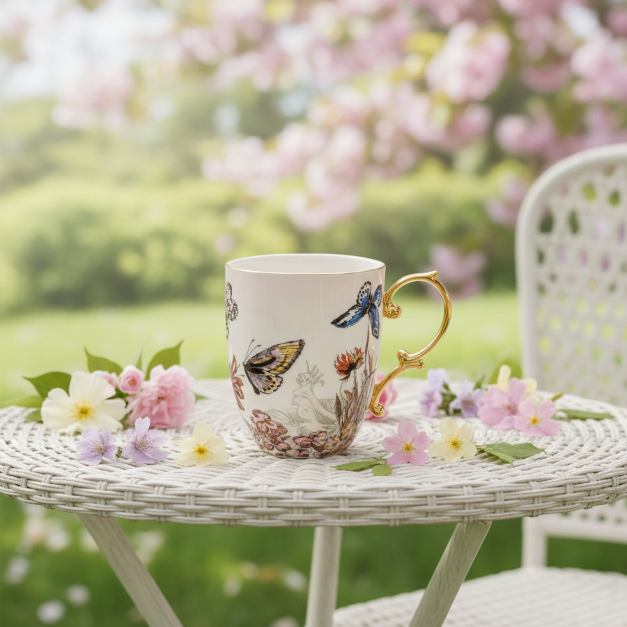 Premium Porcelain Tea Mug with Butterfly Design