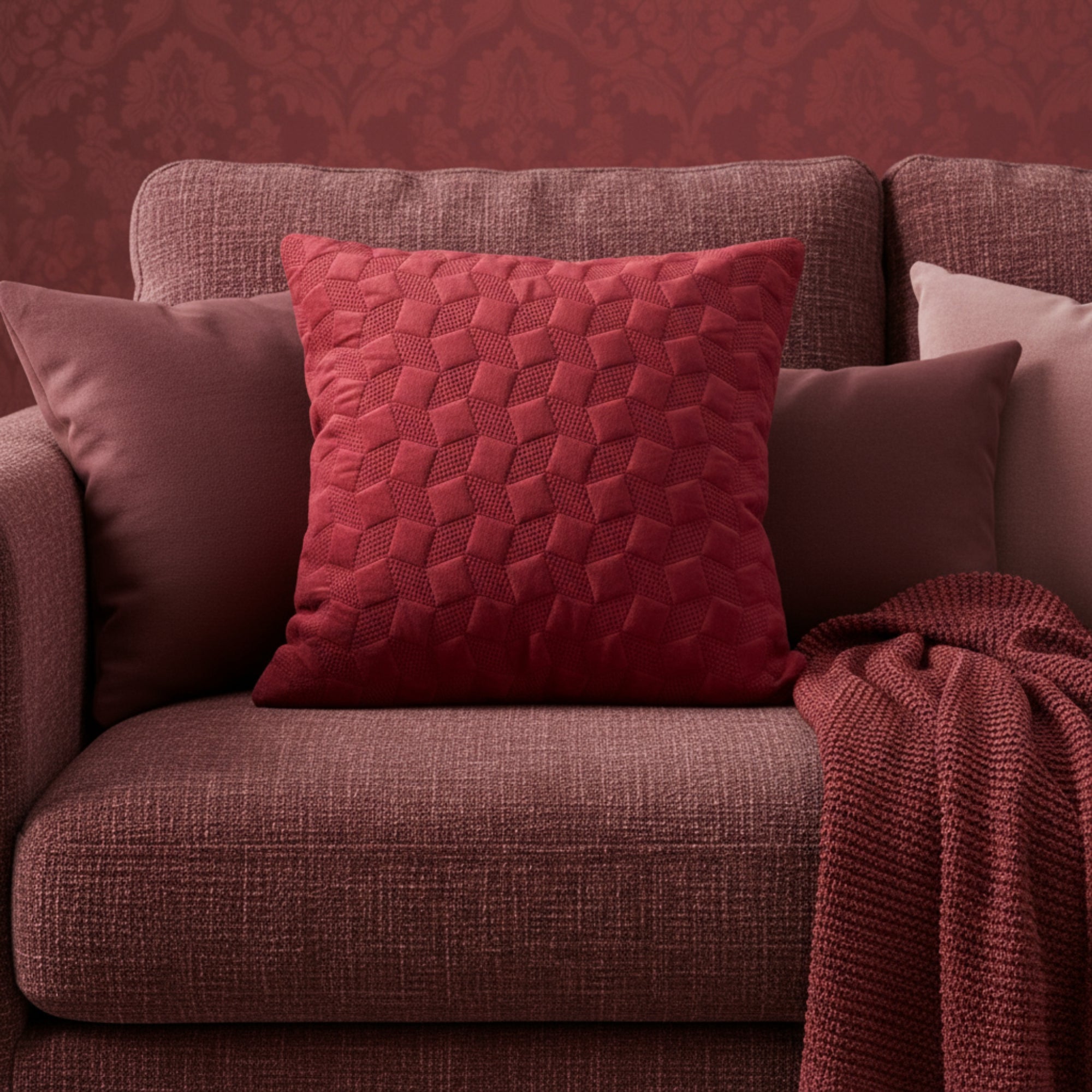 Premium Red Textured Cushion Cover