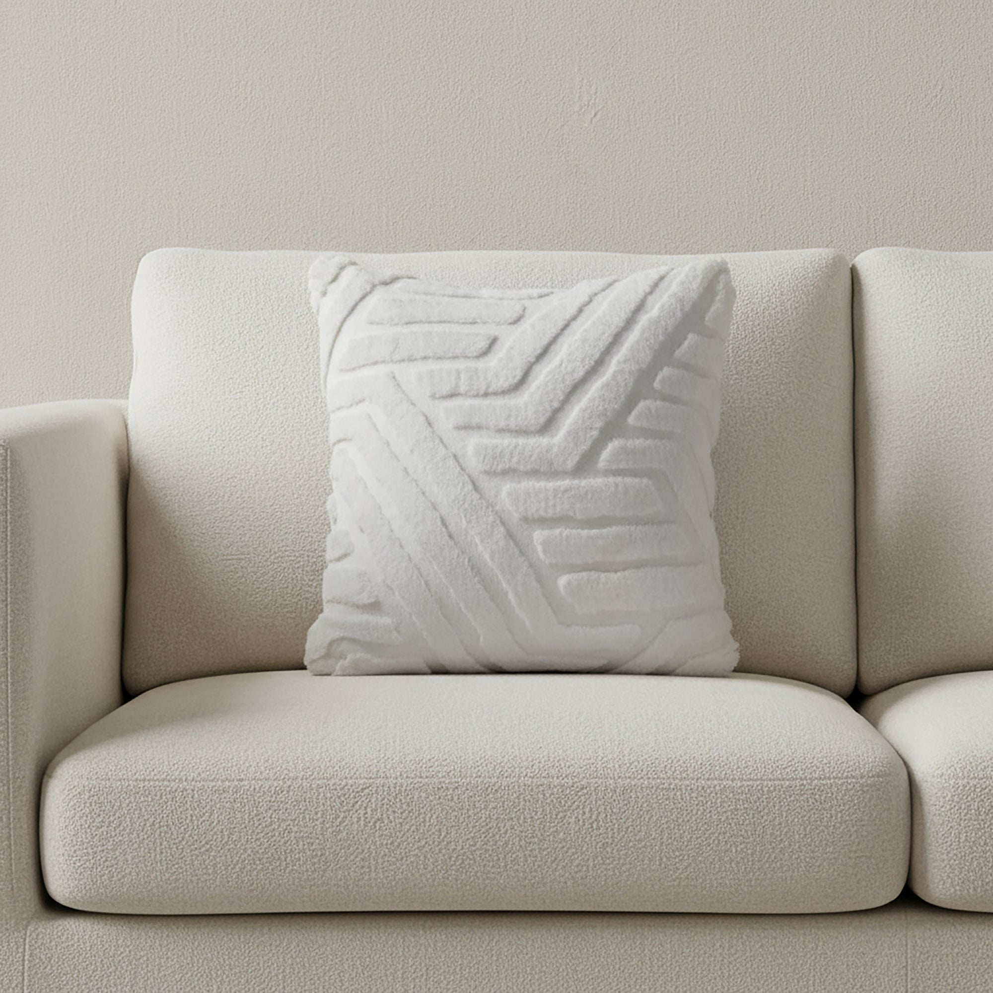 Premium White Textured Cushion Cover