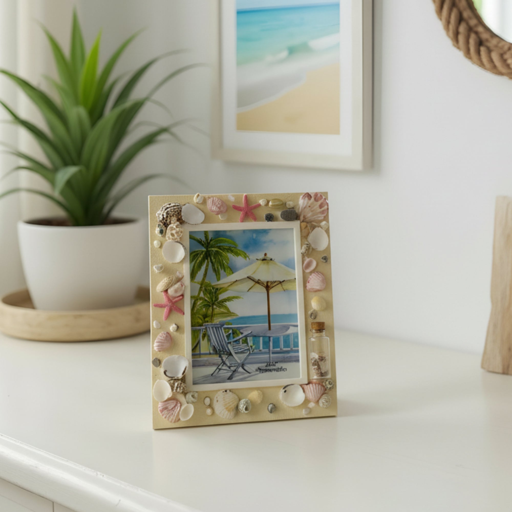Resin Photo Frame with Real Shell Embellishments