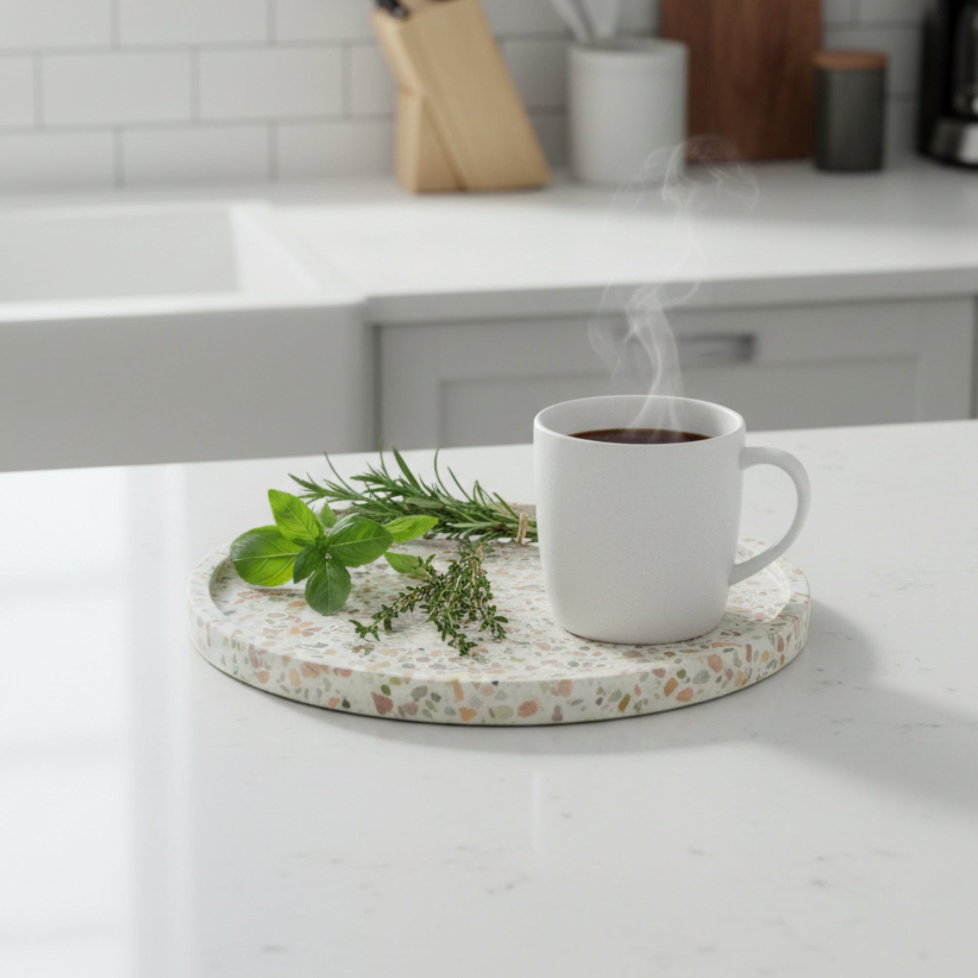 Round Resin Terrazzo Tray