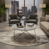 Round Resin Top Coffee Table with Metal Legs